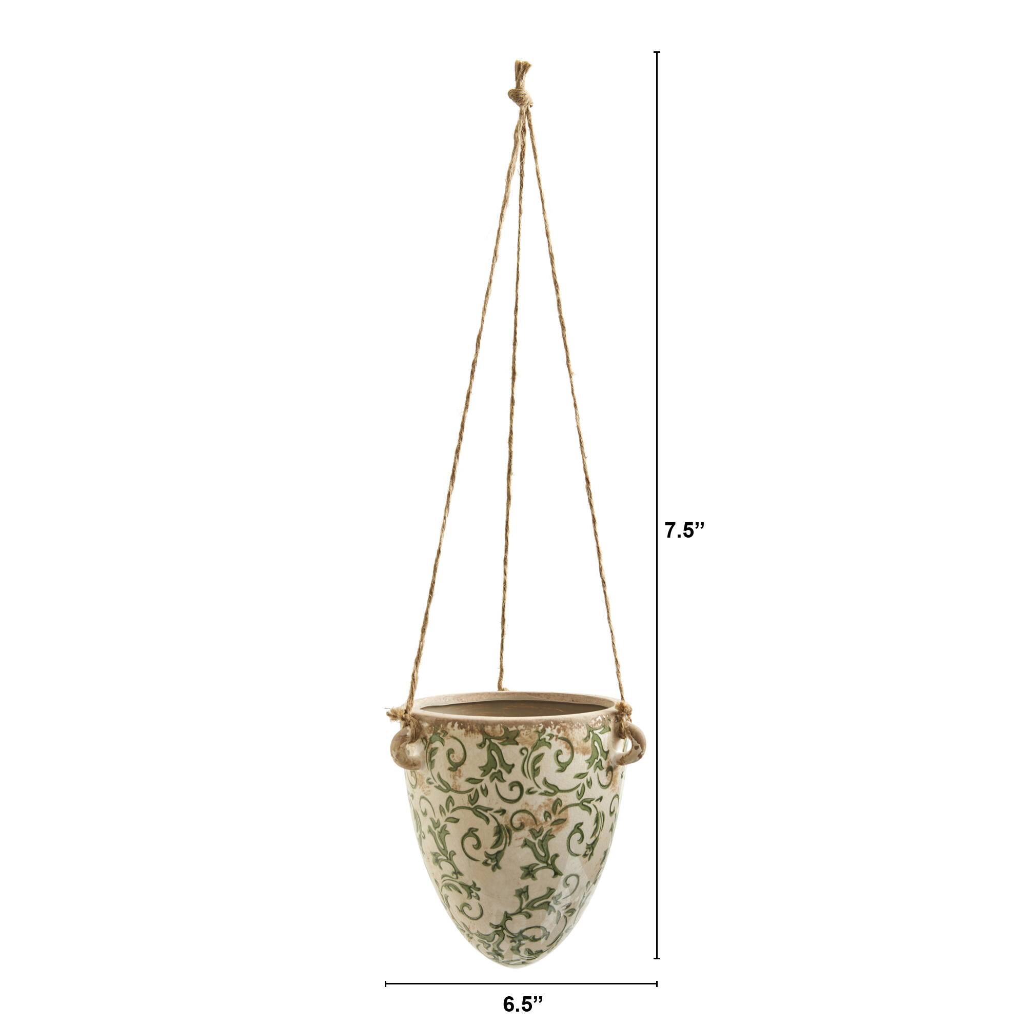 24" Tuscan Hanging Ceramic Scroll Planter